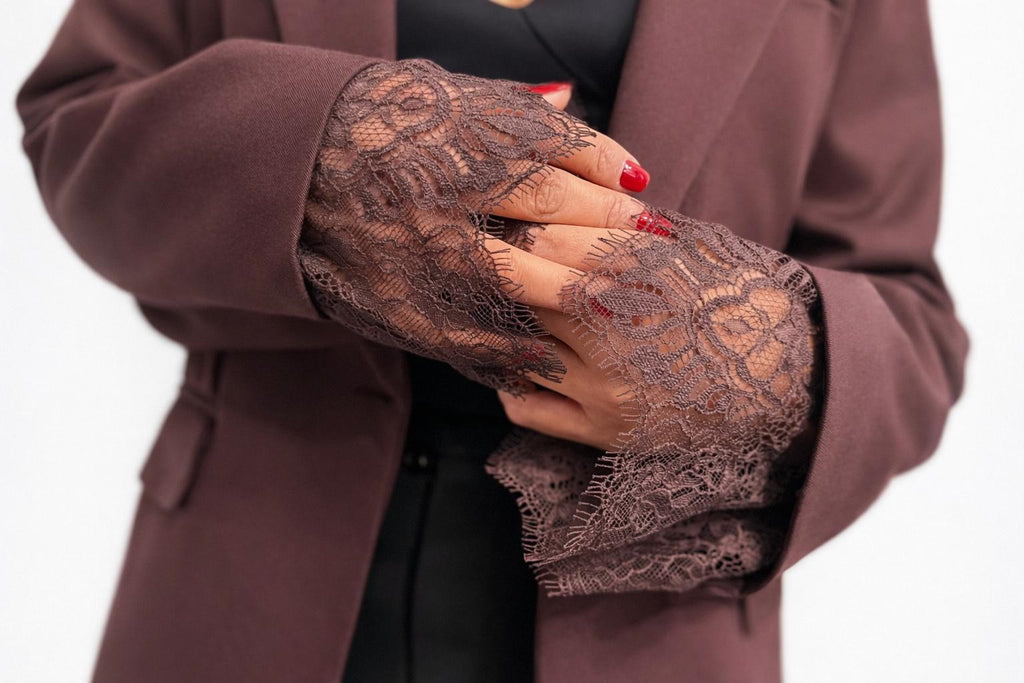 Blazer oversize bordeaux dentelle