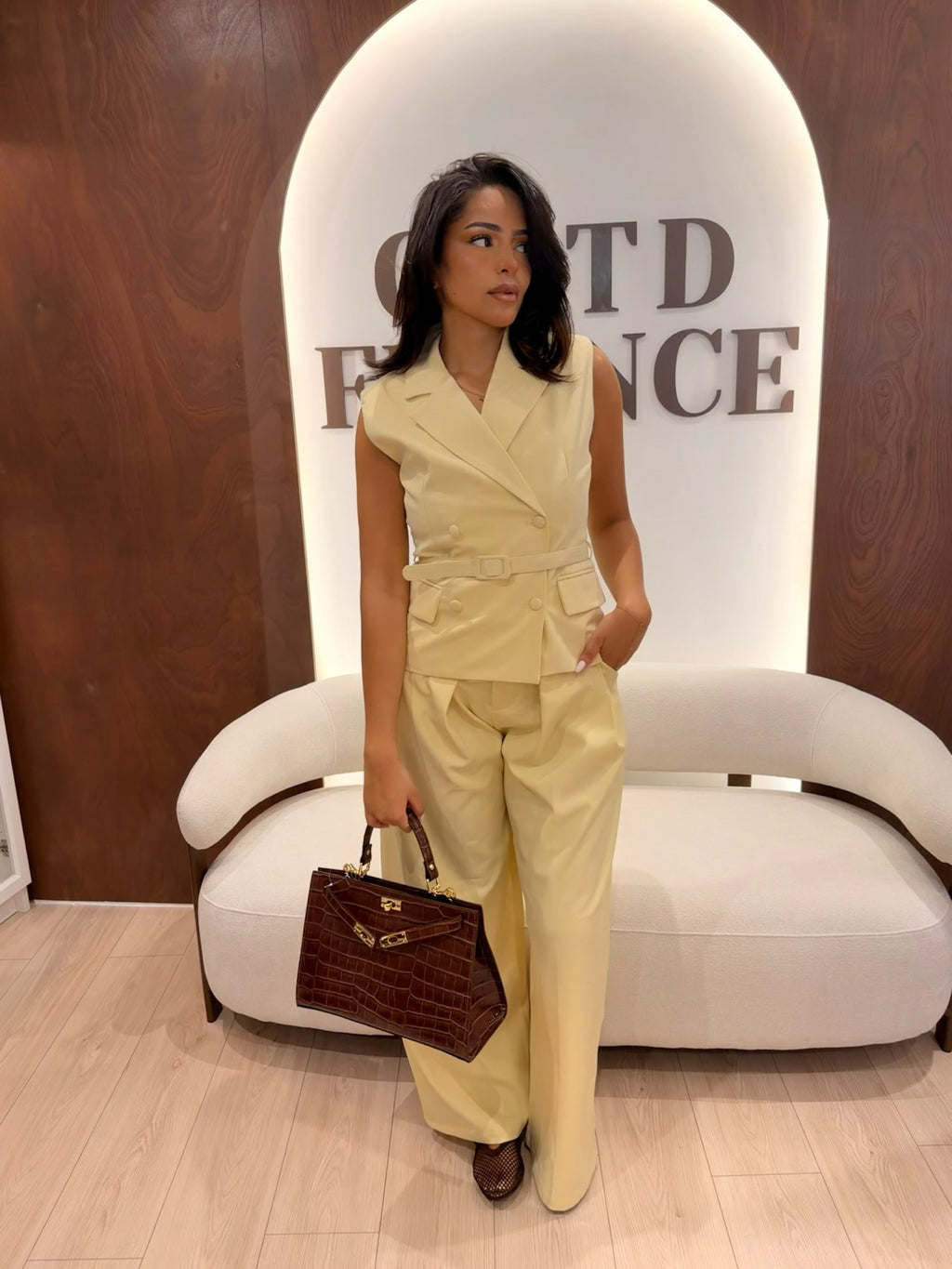 Sac à main croco marron cuir véritable 35 cm