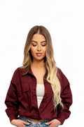 Chemise bordeaux over-size avec haut blanc intégré