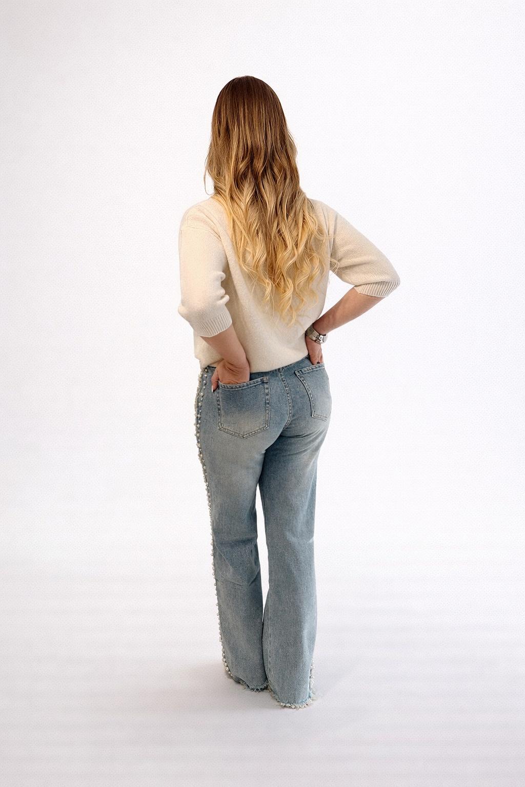 Jean perlé bleu clair