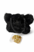 Sac fourrure noir mini pochette femme
