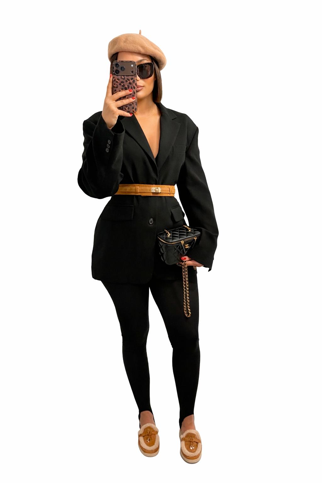 Ceinture camel large ajustée look chic