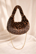 Sac fourrure léopard mini hobo femme